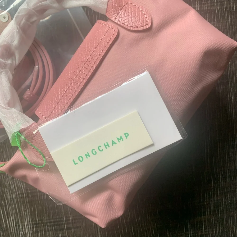 LONGCHAMP Mini Le Pliage Green Top-Handle Bag + Strap - Peony Pink *RARE* - Picture 10 of 10